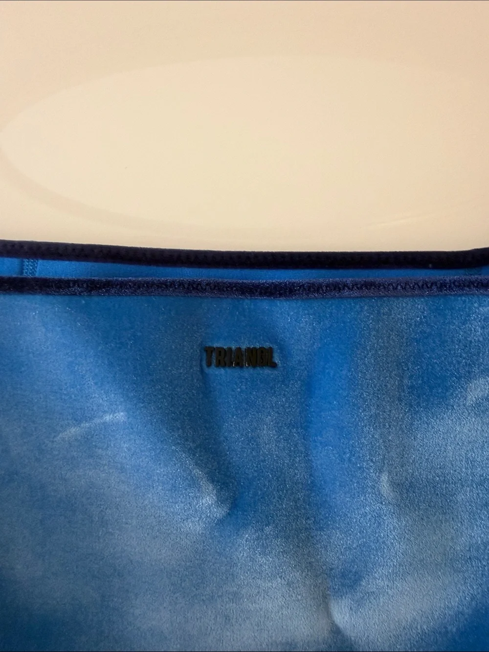 triangl swimwear Blue & Teal Colorblock Velvet Bikini Set Size S